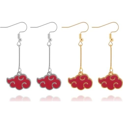 Anime Cosplay Jewelry Akatsuki Organization Enamel Red Cloud Pendant Drop Earrings For Women Men Accessories