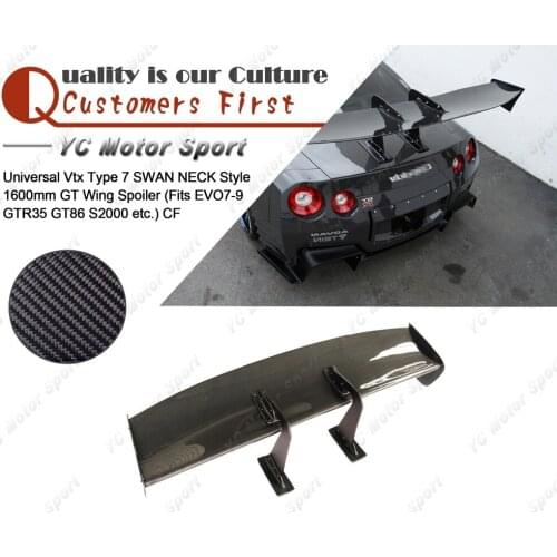 Car Accessories Carbon Fiber 1600mm GT Wing Fit For Universal EVO 7 8 9 GTR35 GT86 S2000 VTX Type7 SWAN NECK Rear Spoiler
