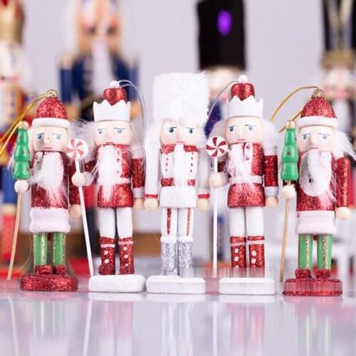 Free shipping Movable doll puppets 12.5cm boutique 5-inch shiny wooden nutcracker soldiers children toy gift 5 pcs/lot HT021
