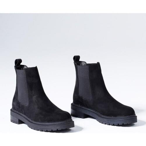 Callizio Women Genuine Leather Chelsea Combat Army Stylish Designer Luxury Ankle High Boots Collection Casual Elastic Banded Winter Black Goth Punk Shoes Rubber Sole Ladies Winter Model 2021 Big Small Size 33 43