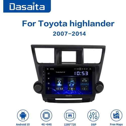 Dasaita 10.2" Android 10 1 Din Car Radio for Toyota Highlander 2007-2014 with Carplay DSP GPS Navigation AHD Head Unit Autoradio