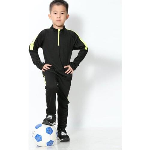 Children Long Sleeve Soccer Uniforms Kids Football Jerseys Zipper Training Suit Tracksuits Set Soccer Jerseys Shirt + Pants