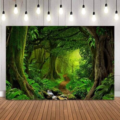Deep Forest Photography backdrop Safari Jungle Trees Newborn Kids Portrait Background for photo studio birthday party decoration