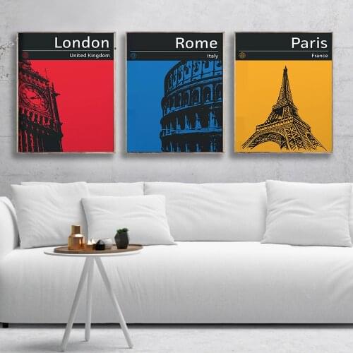 Tourist City Paris Rome London Wall Art Canvas Painting Nordic Posters and Prints Wall Pictures for Living Bedroom Decoration