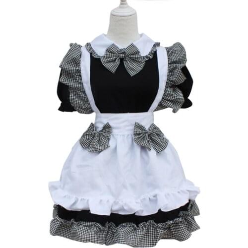 Classical Lolita Princess Maid Dress with Bowknot Apron Maid Cosplay Costume Dress for Women