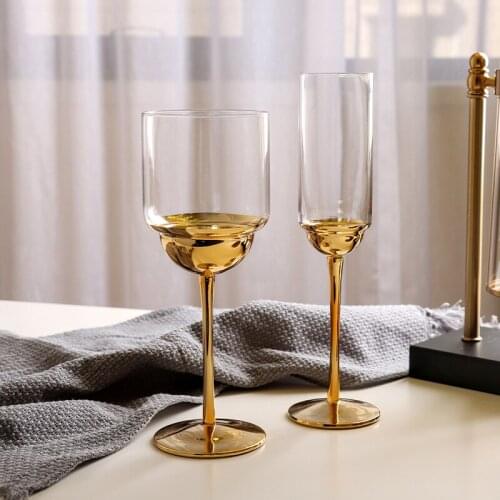 Creative Wine glass cup Electroplated Rose Gold crystal glass goblet champagne glasses home drinking cups Bar Hotel Drinkware