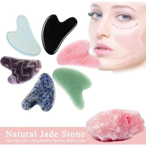 Natural Jade Gua Sha Scraper Board Massage Rose Quartz Jade Guasha Stone For Face Neck Skin Lifting Wrinkle Remover Beauty Care