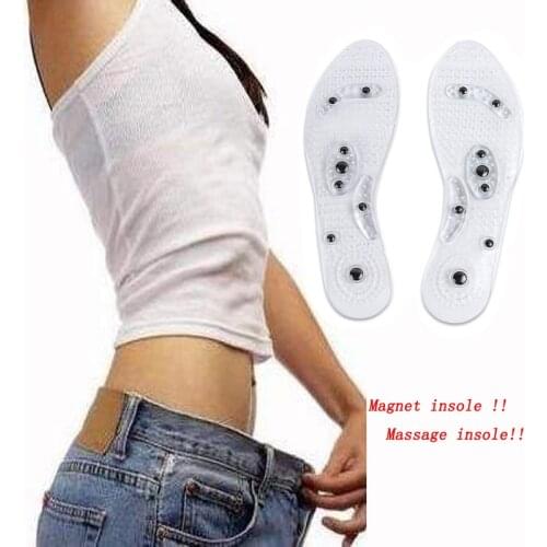MC011 transparent foot massage insoles magnetic therapy magnet insole acupressure weight loss feet care shoes pad new