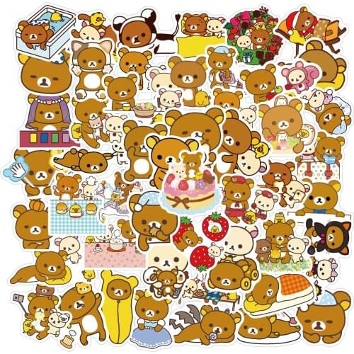 Cute Bear Personality Graffiti Cartoon Aesthetic Sticker Motorcycle Suitcase Guitar School Office Decoration Supplies