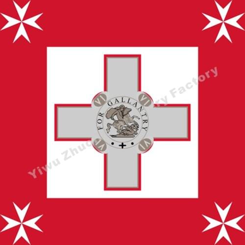 Malta Naval Jack Flag 120X120cm (3x5FT) 120g 100D Polyester Double Stitched High Quality Banner Free Shipping