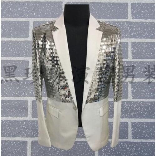 Male Paillette Suit Mens Costume Male Costumes Groom Blazers Men Married Suits Masculino Homme Terno Stage Costumes For Singers