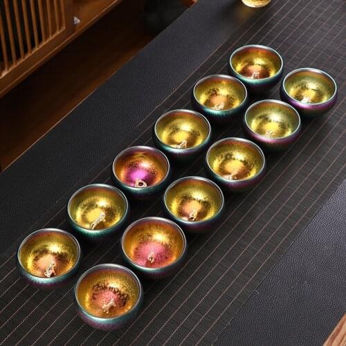 999silver Chinese zodiac colorful built sterling silver teacup ceramic kiln Kungfu tea set teacup tea cup master cup single cup