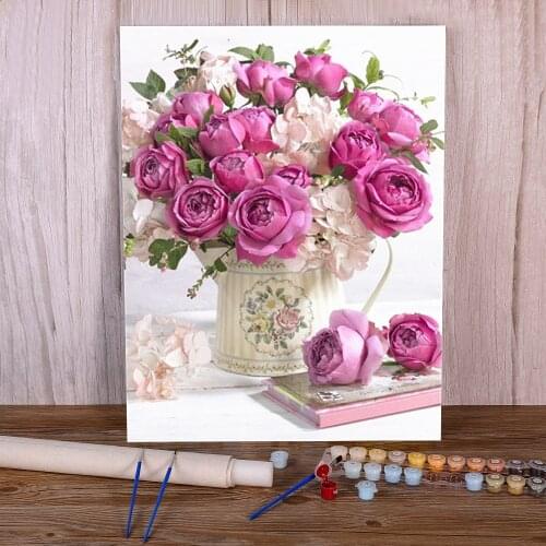 Flower For Adults Coloring By Numbers Painting Complete Kit Oil Paints 50*70 Boards By Numbers New Design For Handiwork