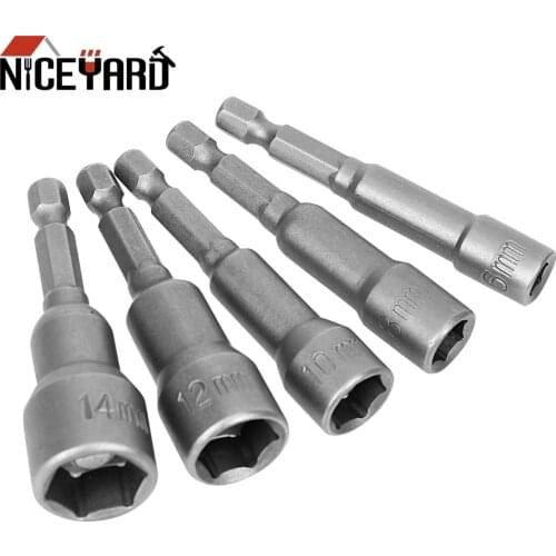NICEYARD Hex Socket Sleeve Nozzles Wind Approved Sleeve Electric Drill Bit Adapter Strong Magnetic Nut Driver Set 6/8/10/12/14MM