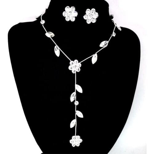Charm explosion bride two-piece suit necklace earrings plum crystal earrings slender chain wedding accessories jewelry new