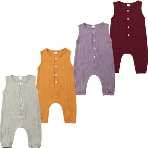 Newborn Baby Girl Boy Solid Romper Solid Jumpsuit Outfits Sunsuit Clothes Baby Clothing