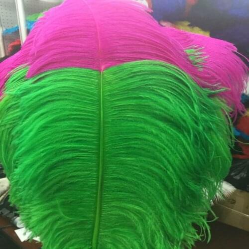 Wholesale 50 pcs Green and Rose "Thick Stem" Male Ostrich Feathers 24-26inch/60-65cm DIY Jewelry Craft Making Decoration