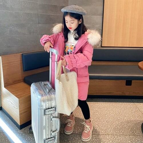 Winter Coat Kids Teenage Cotton Parkas Outerwear Girls Snowsuit Childrens Long Thick Warm Jacket TZ908