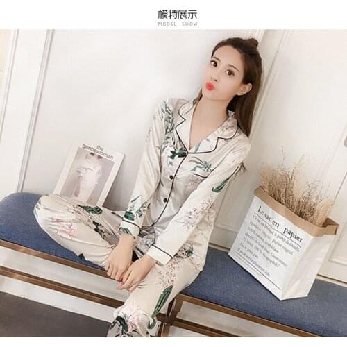 Pajama womens spring new silk womens Pajama suit comfortable, silky and lovely long sleeve ladies' home clothes