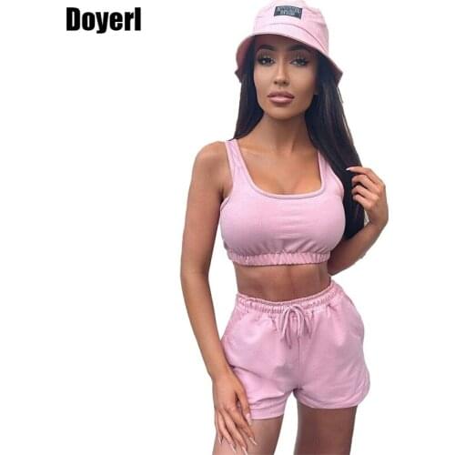 Casual Two Piece Set Women Track Suit Sport Crop Tank Top and Drawstring Short Pants 2 Pieces Set Women Suit Tracksuit Outfits