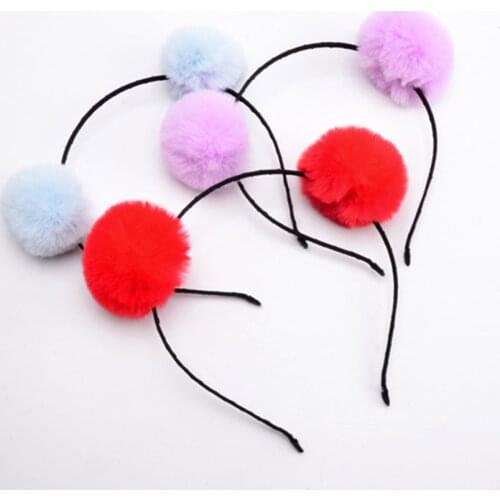 1 PC Girls Headband Hairband Bear Ear Pom Pom Bow Ball Leopard Print Design Hairbands Children Kawaii Hair Band Cat Ears Hoop