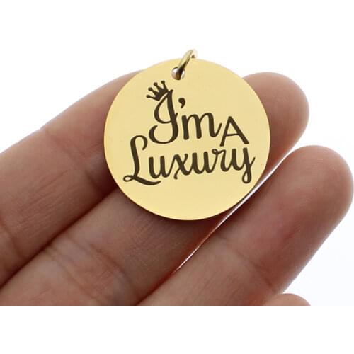 Stainless Steel Luxury Charms I Am A Luxury Pendant High Polish Mirror Surface Charm 10pcs