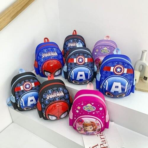 Kindergarten Children Large-capacity Backpack Marvel Captain America Spider-Man Sophia for 3-12 Yrs Old Childrens Birthday Gift