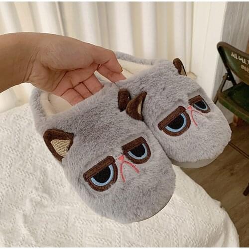 Cartoon Fluffy Slippers For Women Winter Warm Home Bedroom Non-Slip Floor Shoes Female Indoor Cotton Slipper 2021 Cute Soft Sole