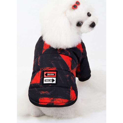 Small Dog Warm Winter Clothes Dog Coat Jacket Autumn Winter Checkered Padded Jacket Coat Dog Cat Clothes