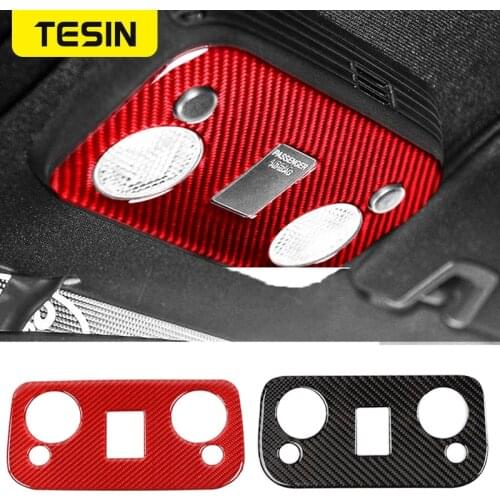 TESIN Carbon Fiber Car Reading Light Lamp Control Panel Decoration Cover Sticker for Ford Mustang 2009-2020 Interior Accessories