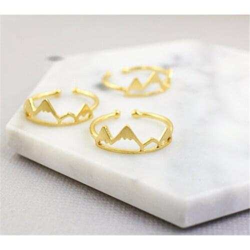 Unique Adjustable Wave Snow Mountain Rings for Women Men Climbing Jewelry Hiking Adventure Travel Snowboard Lover Gift 2020