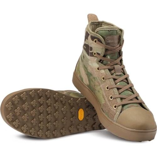 Workerkit Multi-Terrain Tactical Camo Boots V-Sole Mid-Top Outdoor Hunting Training Canvas Shoes