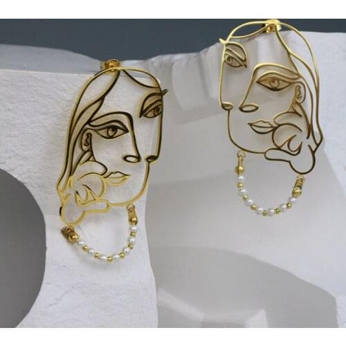 Original Picasso Painting Dangle Earrings For Women 2021 Unique Seated Portrait of Marie-Therese Walter Statement Drop Earrings