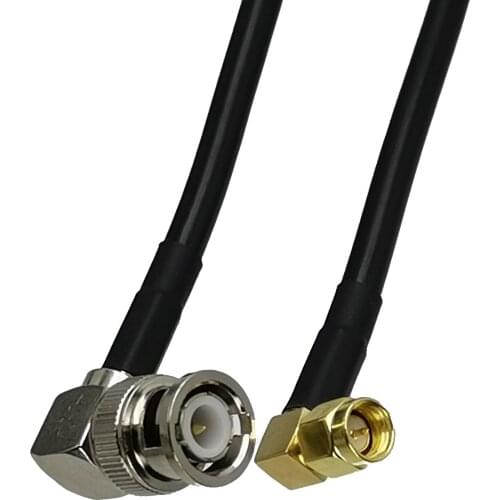 1pcs RG58 SMA Male Plug Right Angle to BNC Male Plug Right Angle RF Coaxial Connector Pigtail Jumper Cable New 6inch~5M