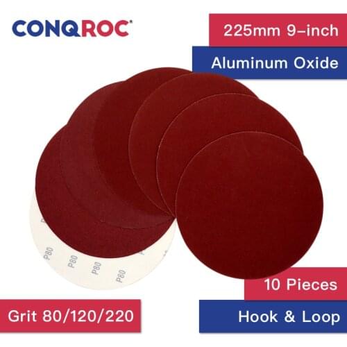 10 Pieces 9-inch 225mm Dry Sanding Discs Hook & Loop Aluminum Oxide Sand Paper Discs