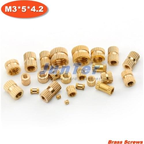 1000pcs/lot M3*5*4.2 Injection copper nut Copper inserts Knurled nut Copper flower mother
