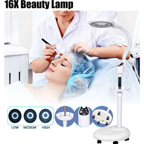 16X Diopter LED Magnifying Floor Lamp Magnifying Glass Glass Lens Face Lamp Beauty Nail Tattoo