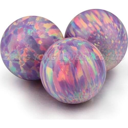 2mm to 12mm OP38 Purple Ball Shape Full Hole Synthetic Fire Loose Opal Stone for Opal Jewelry