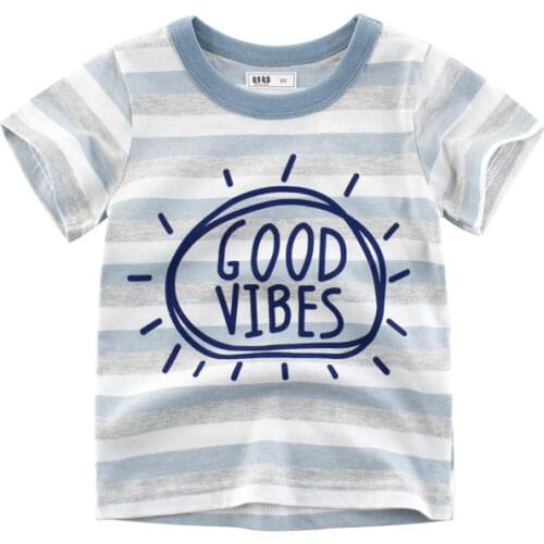 2021 Summer T Shirt Boys Girls Cotton Tops Tees Baby Striped Letters T-Shirts Outwear Kids Clothes Childrens Clothing Wholesale