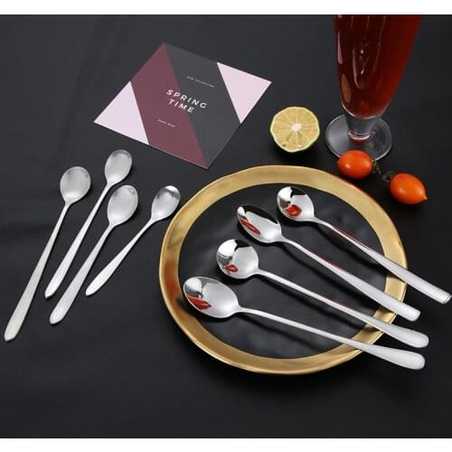 304 Stainless Steel Coffee Spoon Heart Shaped Long Handle ice Spoon Teaspoon Ice Cream Honey Stirring Spoon Cutlery Set