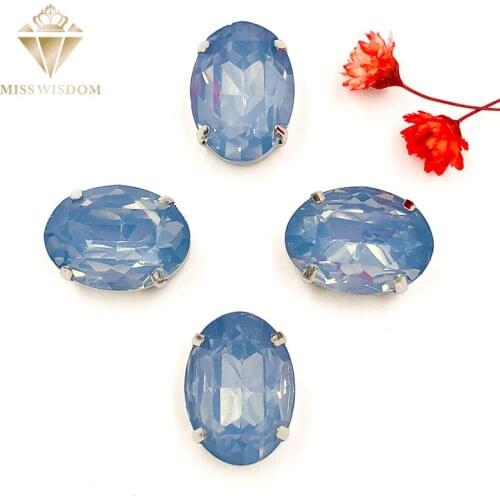 Free shipping Matt Light blue opal oval shape sew on rhinestones flatback Resin loose rhinestones DIY garment Accessories