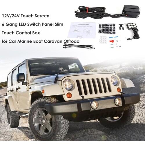 DC 12V/24V Waterproof Universal Circuit Control Offroad 6 Gang LED Switch Panel Touch Control Box for Car Boat Marine
