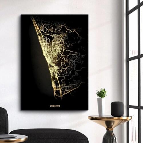 World City Map Night View Traffic Highway Light Heat Map Canvas Decorative Painting Poster Corridor Study Art Decoration