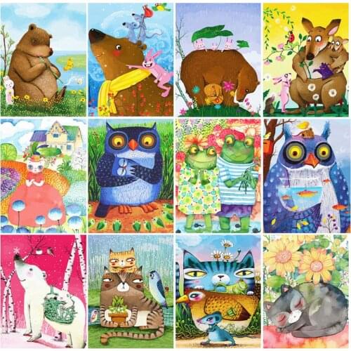 Painting By Numbers Cartoon Animal Drawing On Canvas HandPainted Gift Picture By Number animal Kits Home Decoration