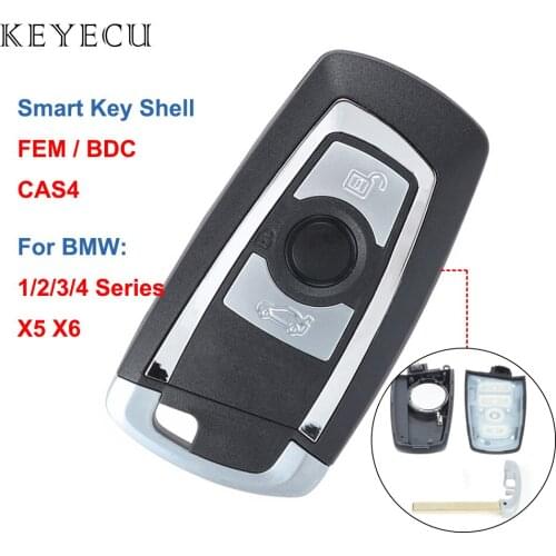 Keyecu CAS4 Smart Remote Control Car Key Shell Housing with 3 Buttons for BMW FEM / BDC X5 X6 F20 F21 5 Series (Shell Only)