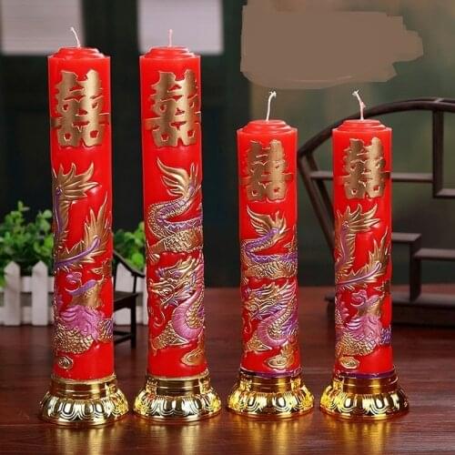 Chinese Traditional Weddings Candles Red Love Flameless Candles Dragon Phoenix Candles Birthday Festival Wedding Decoration