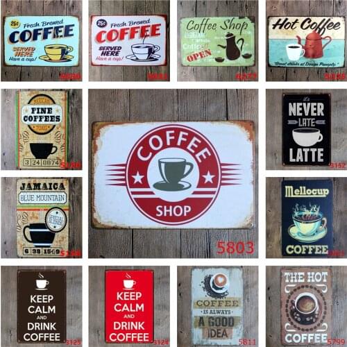 Coffee Shop Open 24/7 Vintage Metal Poster Never Too Late for Latte Mellocup Coffee Jamaica Fresh Brewed Popular Cafe Decoration
