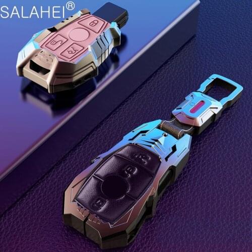Zinc alloy Leather Car Key Case Auto Key Protection Cover For Mercedes Benz E C Class W204 W212 W176 GLC CLA GLA Accessorie