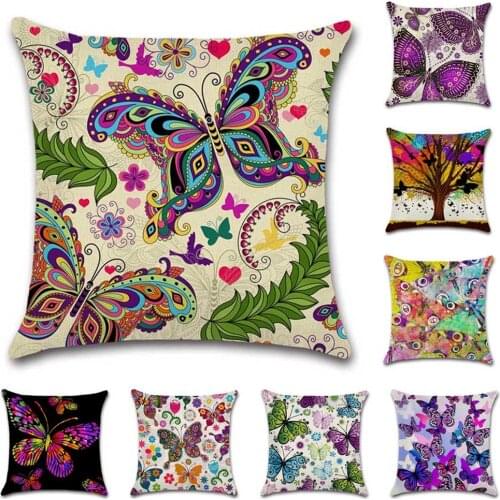 Colorful butterfly print Cushion Cover decorative Home sofa chair car seat friend kids bedroom gift pillowcase