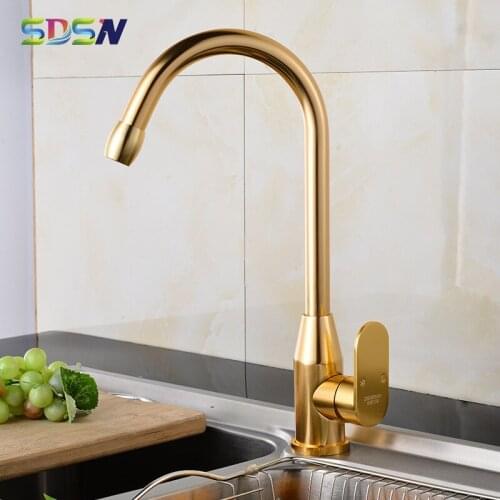 Kitchen Faucet Hot&cold Vegetable-wash Sink Faucet Gold Alunimum Kitchen Sink-mixer Deck Mounted Kitchen Water-tap High Quality